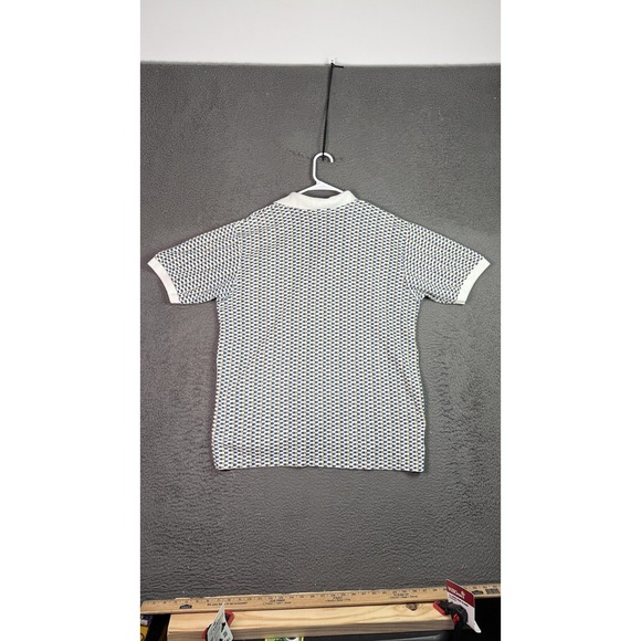 Vintage Windridge Polo‎ Shirt Mens XL White Blue Pattern Knit Short Sleeve 90s - Picture 6 of 7